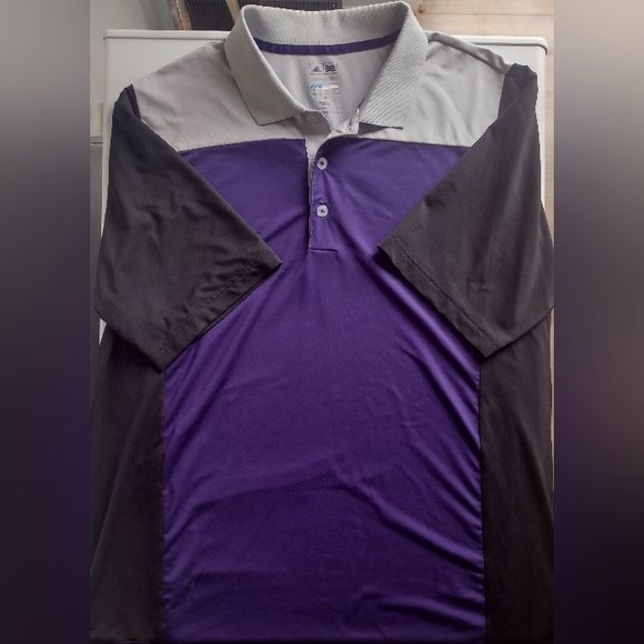 Adidas Puremotion Men's Polo Golf Shirt Size Large, Gray, Black and Purple - Picture 2 of 5